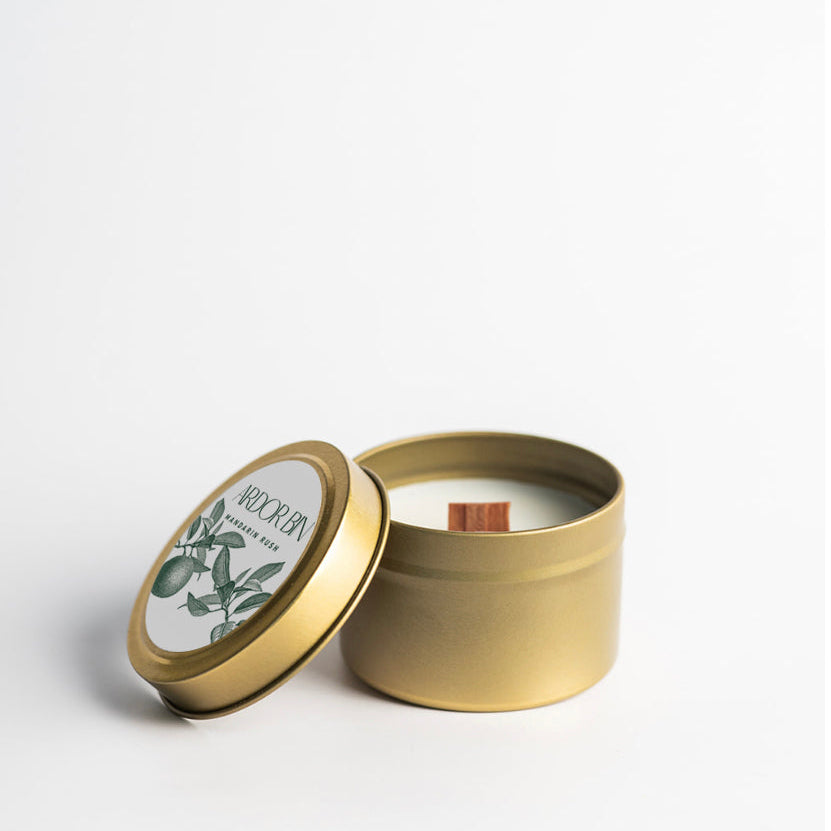 Mandarin Rush Gold Travel Candle 4 oz. - Ardor Bin