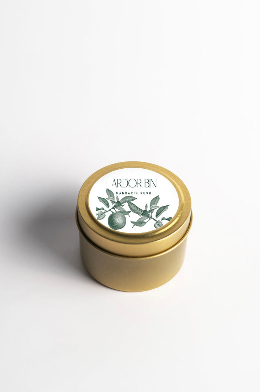 Mandarin Rush Gold Travel Candle 4 oz. - Ardor Bin