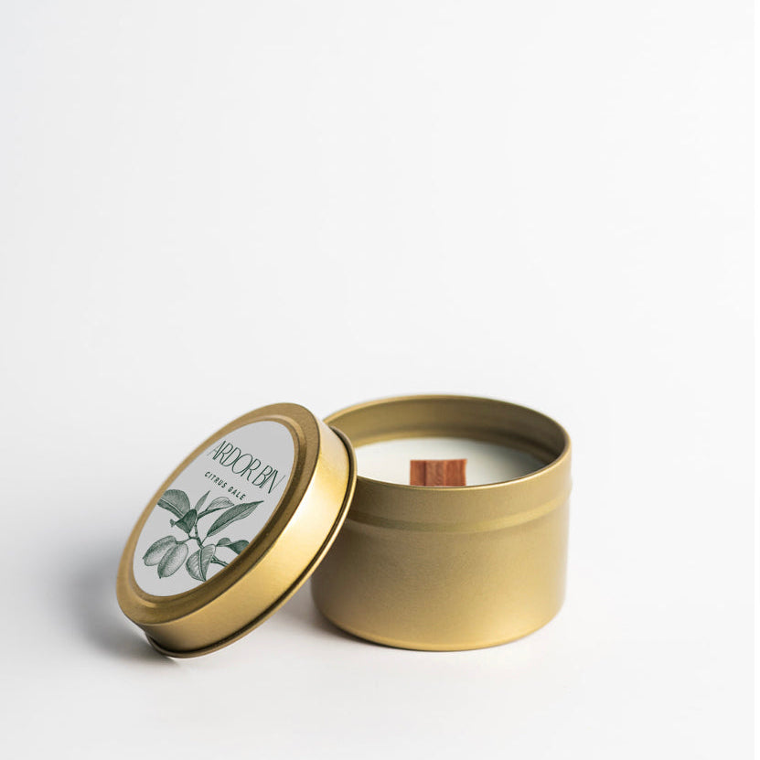 Citrus Gale Gold Travel Candle 4 oz. - Ardor Bin