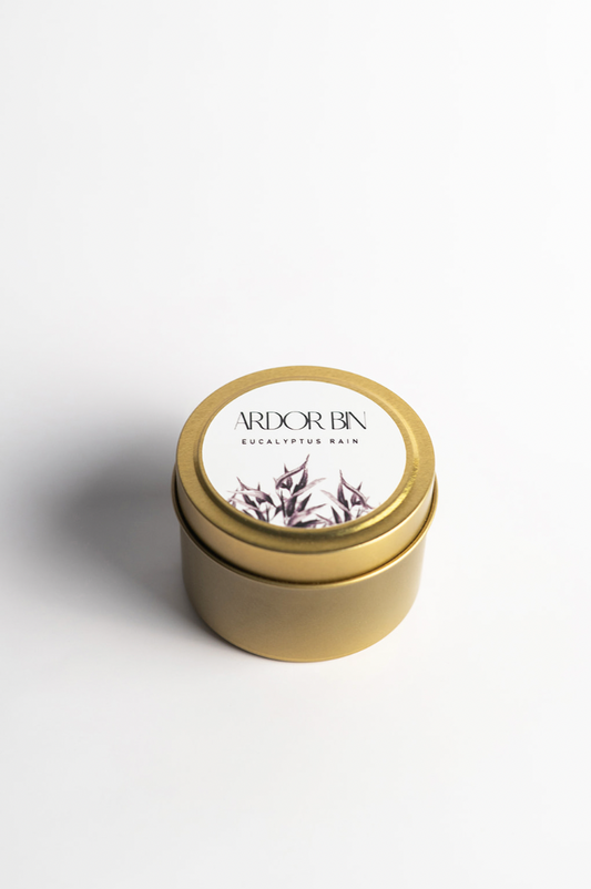 Eucalyptus Rain Gold Travel Candle 4 oz. - Ardor Bin