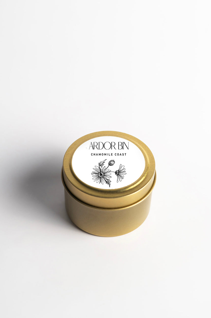 Chamomile Coast Gold. Travel Candle 4 oz. - Ardor Bin